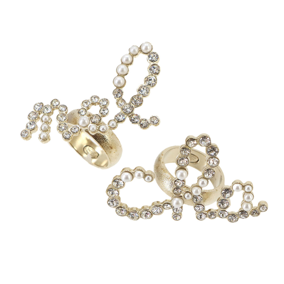 Ring 2Piece Set Rhinestone Gold Sizes 10 Sizes 12
