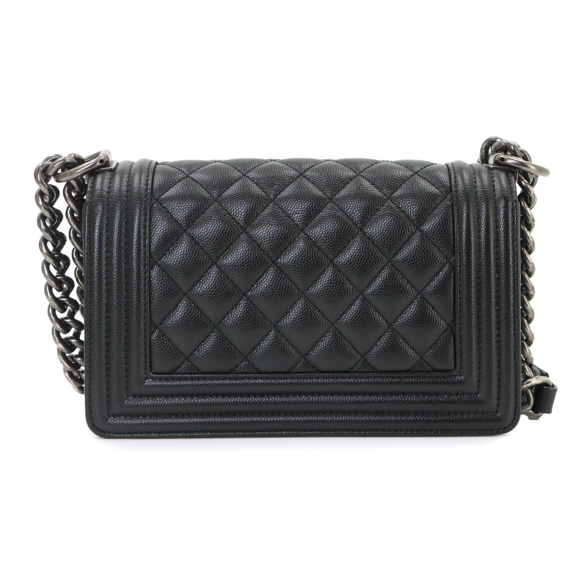 BOY CHANEL Small Chain Shoulder Bag Leather Black A67085