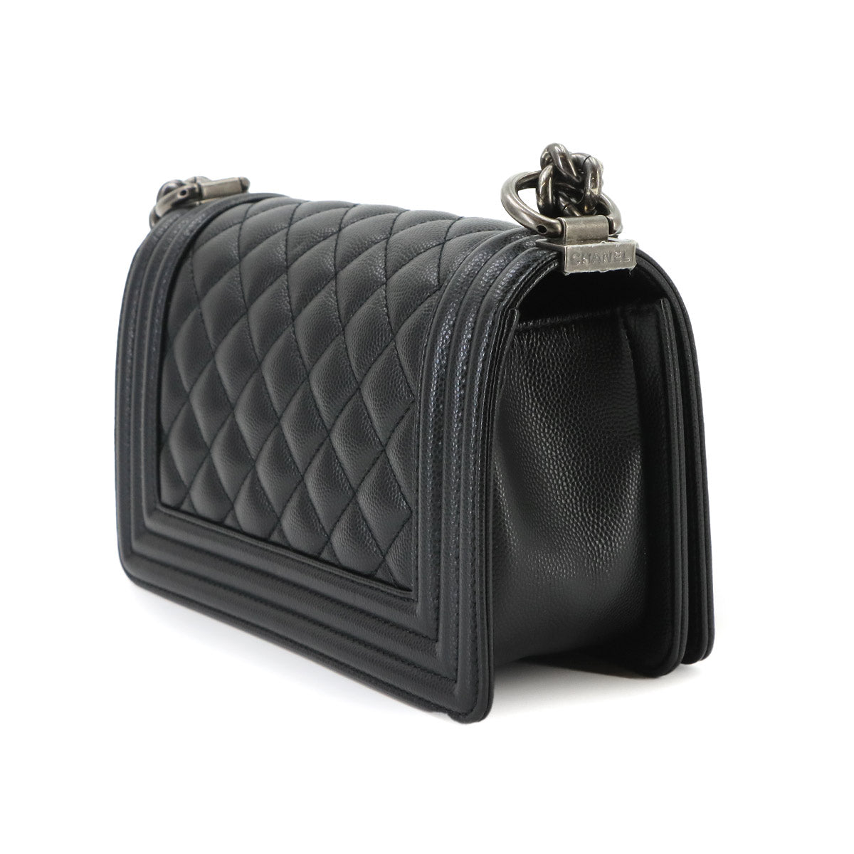 BOY CHANEL Small Chain Shoulder Bag Leather Black A67085