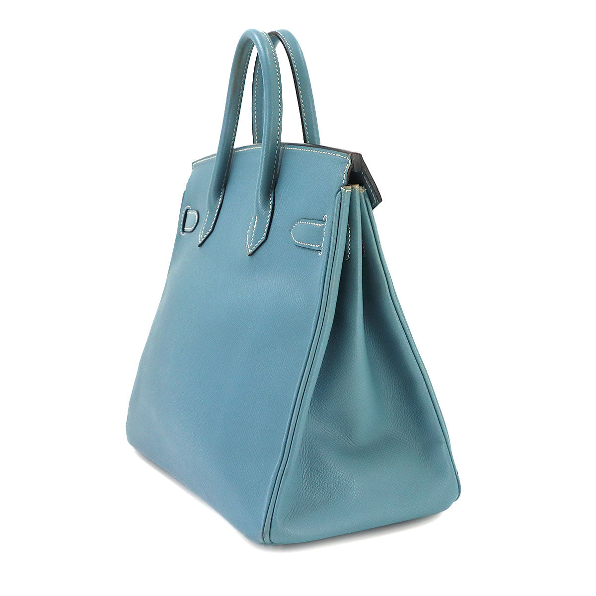 Haut a Courroies 28 Hand Bag Epsom Blue jean Purse