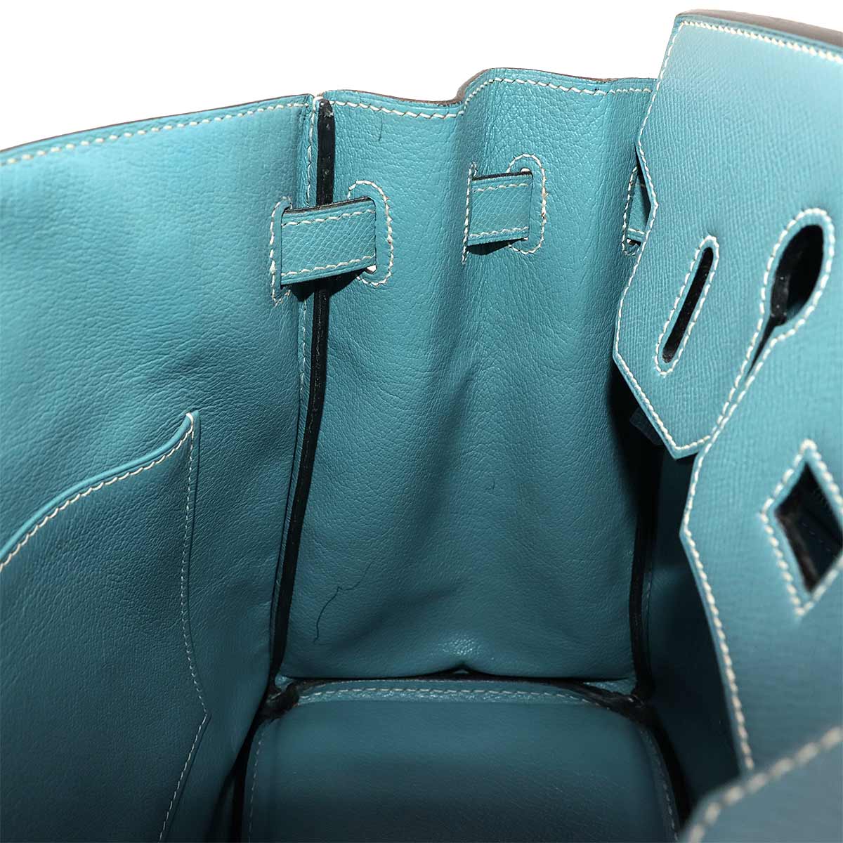 Haut a Courroies 28 Hand Bag Epsom Blue jean Purse