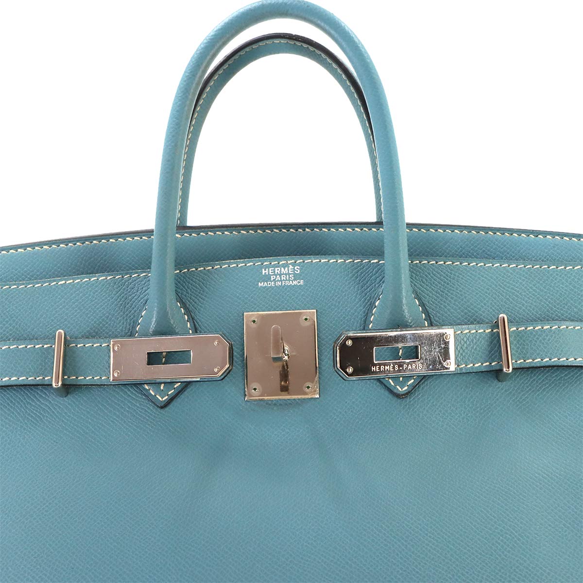Haut a Courroies 28 Hand Bag Epsom Blue jean Purse