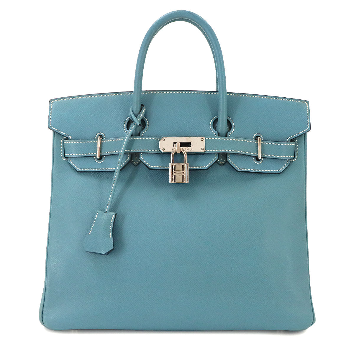 Haut a Courroies 28 Hand Bag Epsom Blue jean Purse