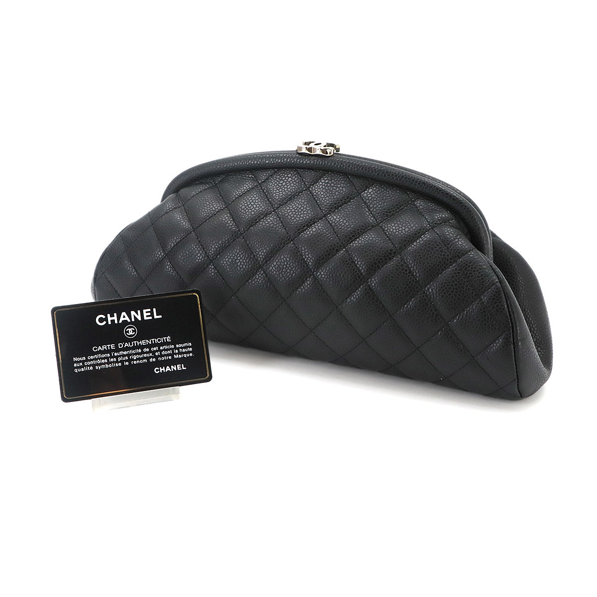 Matelasse Clutch Bag Leather Black A32342 Purse