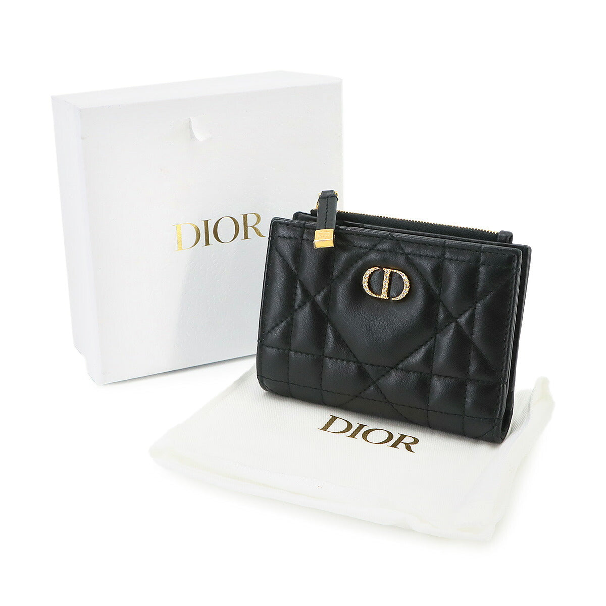 Dior Caro Dahlia Crystal Wallet Leather Black