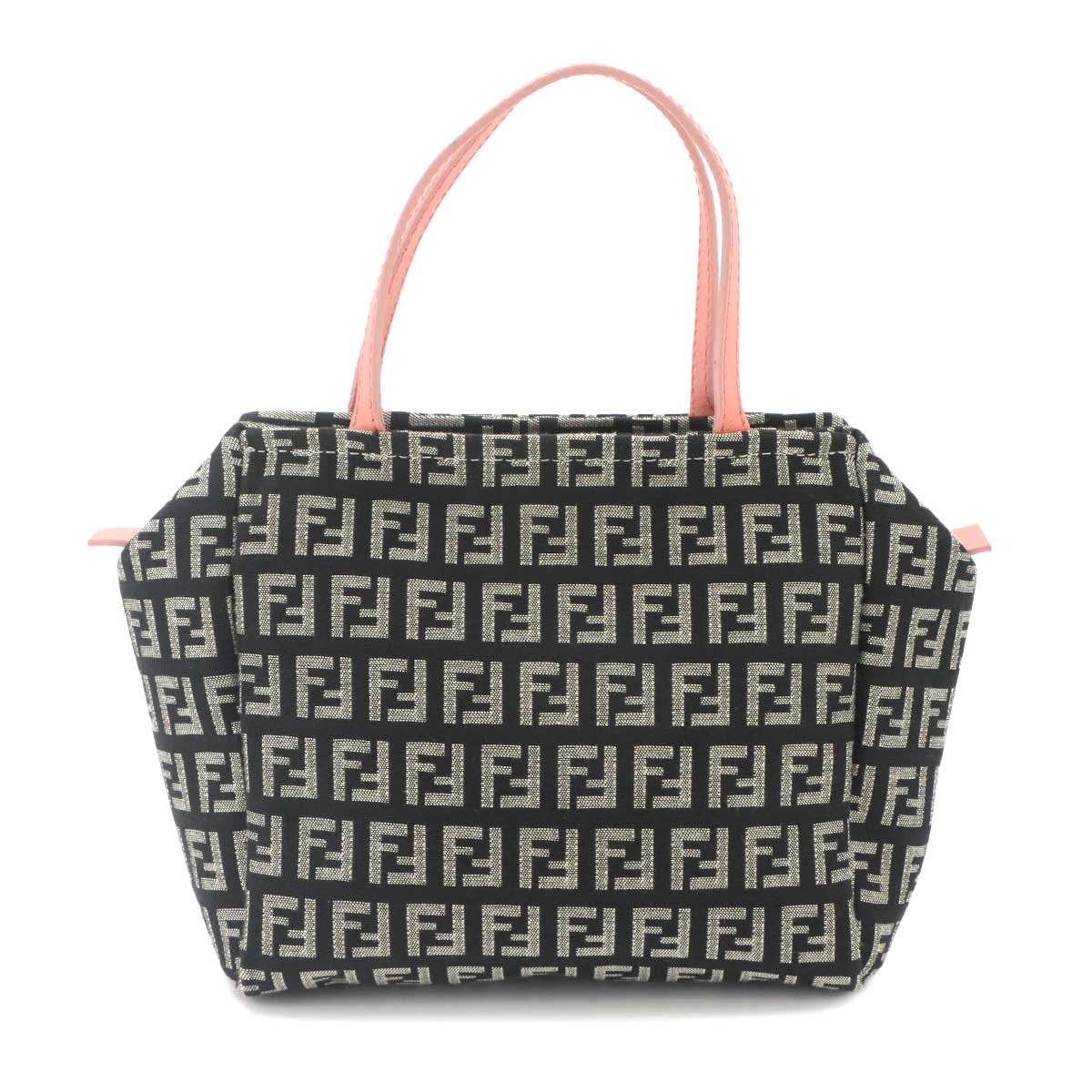 Zucchino Hand Bag Canvas Leather Black Pink 8N0000