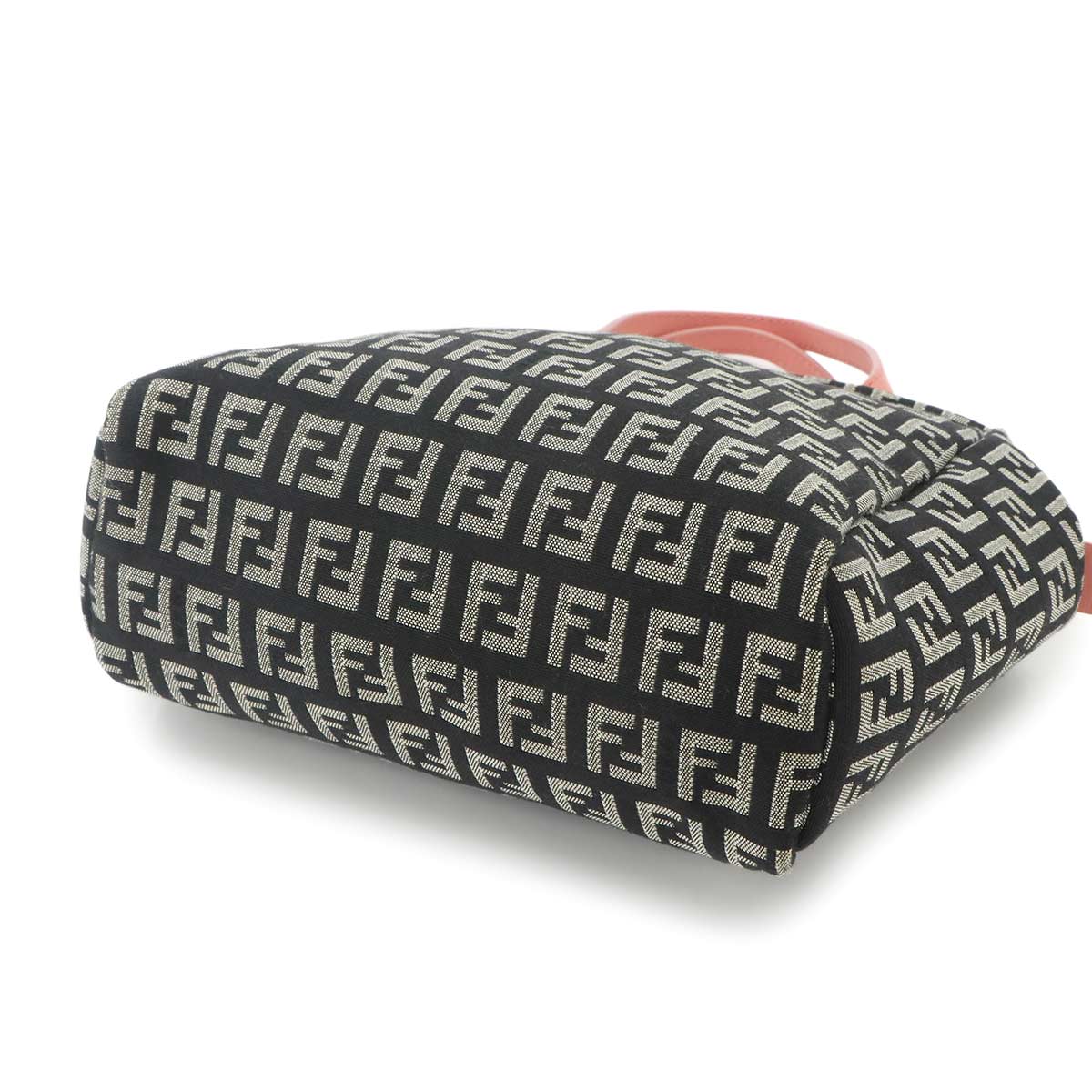 Zucchino Hand Bag Canvas Leather Black Pink 8N0000