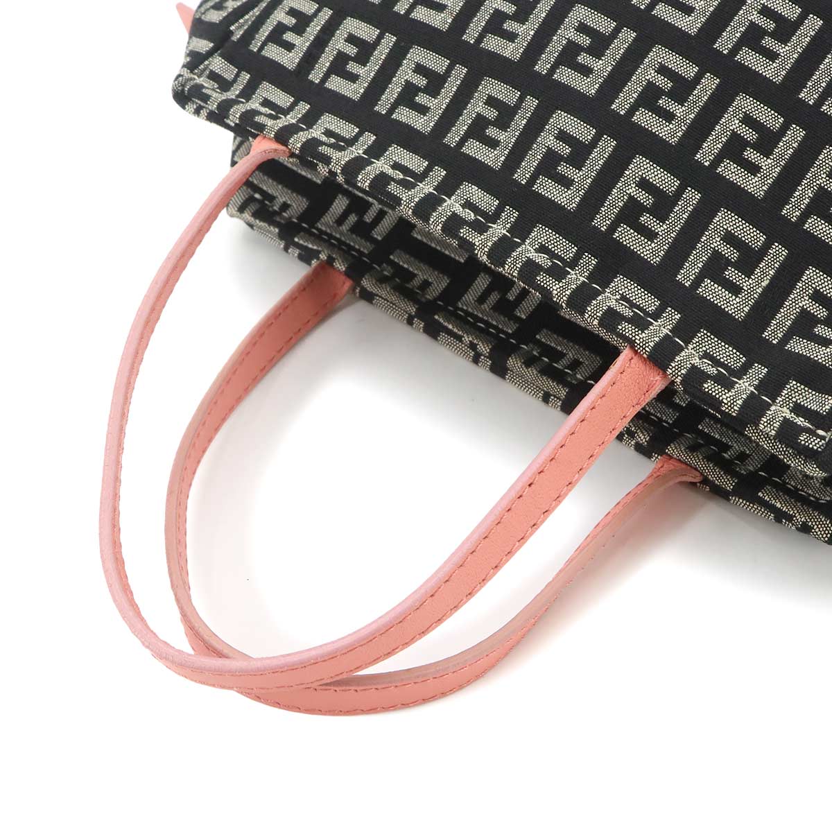 Zucchino Hand Bag Canvas Leather Black Pink 8N0000