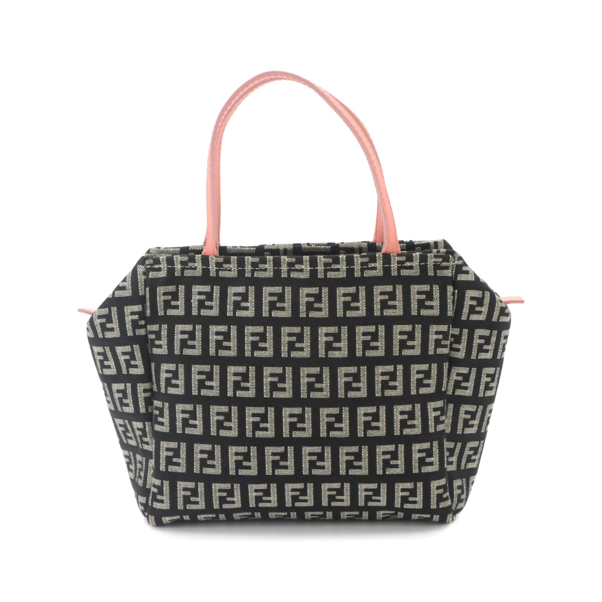 Zucchino Hand Bag Canvas Leather Black Pink 8N0000