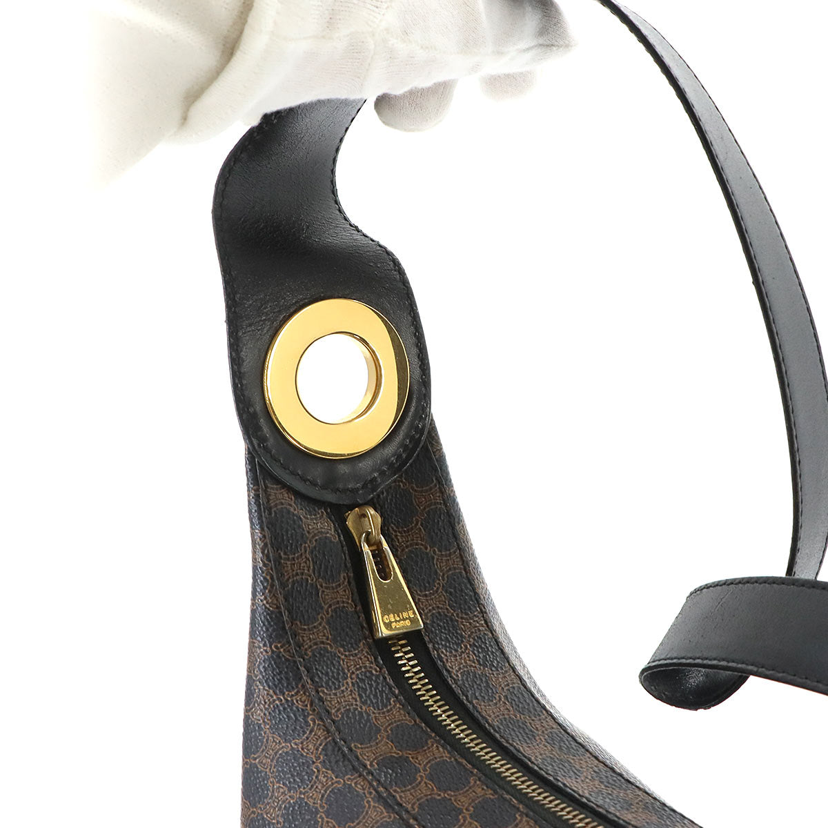 Macadam Shoulder Bag PVC Leather Black Brown Vintage Purse