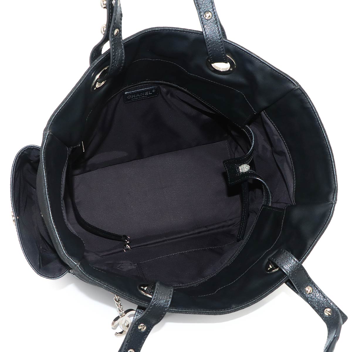 Paris Biarritz GM Tote Bag PVC Nylon Leather Black A34210 Purse