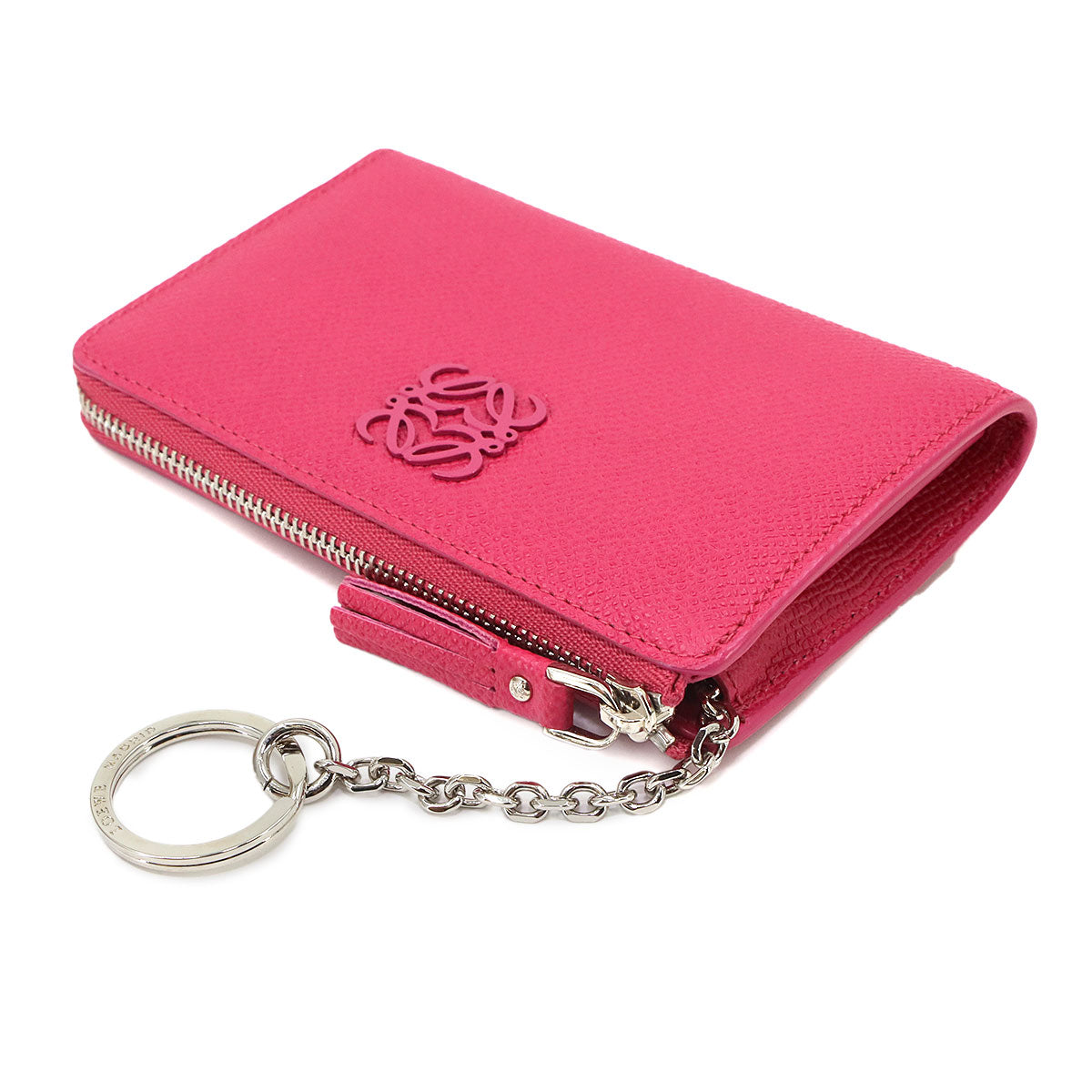 Anagram Coin Case with Key Ring Leather Pink Purse
