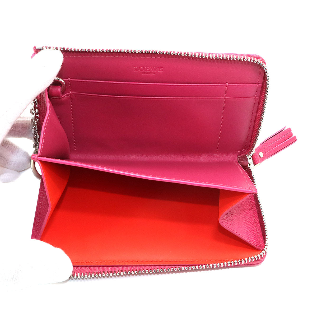 Anagram Coin Case with Key Ring Leather Pink Purse