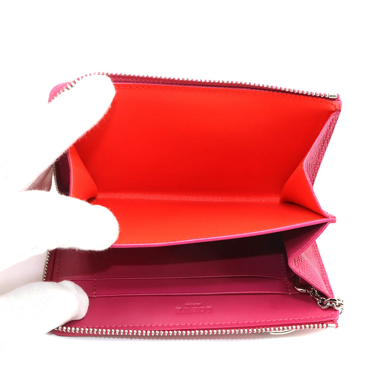 Anagram Coin Case with Key Ring Leather Pink Purse