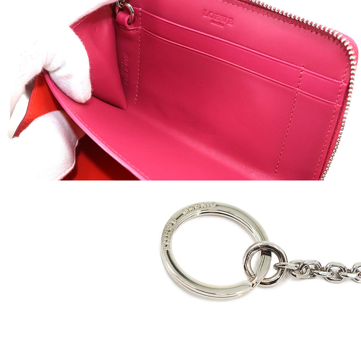 Anagram Coin Case with Key Ring Leather Pink Purse