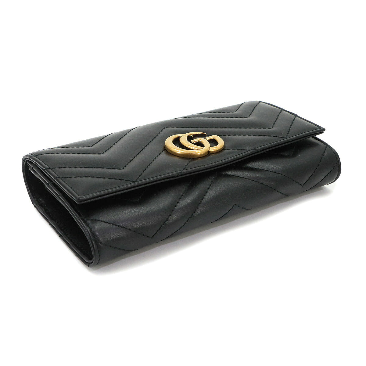 GG Marmont Continental Long Wallet Leather Black 443436 Purse