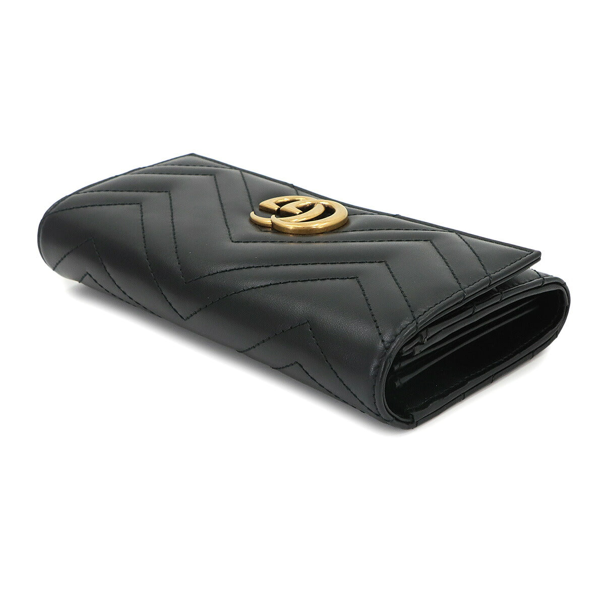 GG Marmont Continental Long Wallet Leather Black 443436 Purse