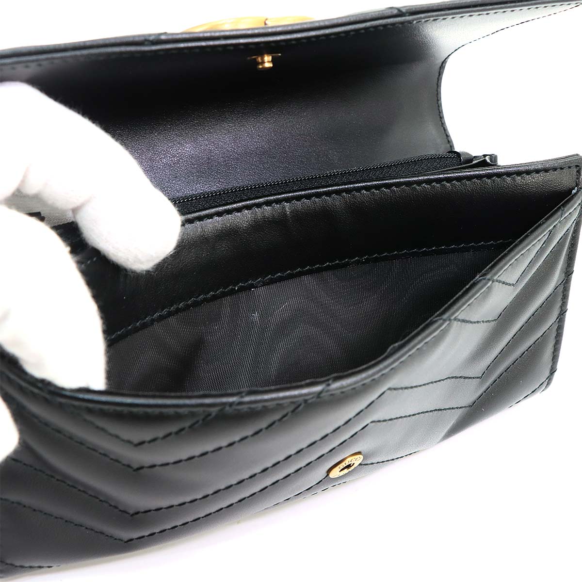 GG Marmont Continental Long Wallet Leather Black 443436 Purse