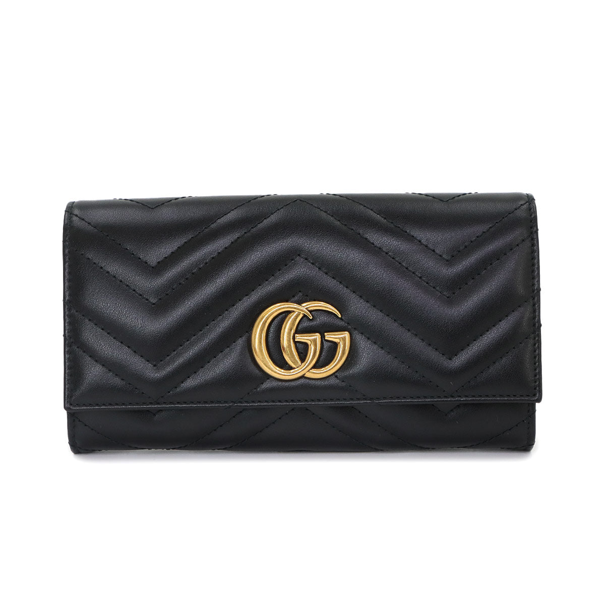 GG Marmont Continental Long Wallet Leather Black 443436 Purse