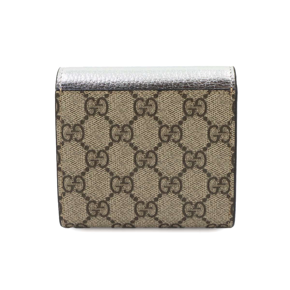 GG Marmont Compact Wallet GG Supreme Canvas Leather Silver 598587