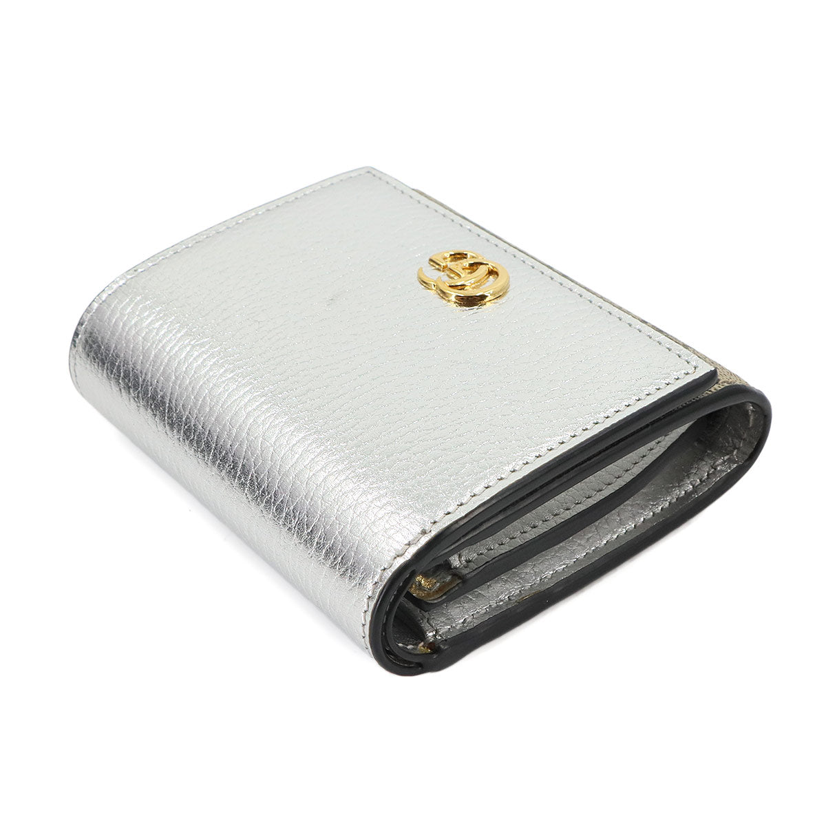 GG Marmont Compact Wallet GG Supreme Canvas Leather Silver 598587