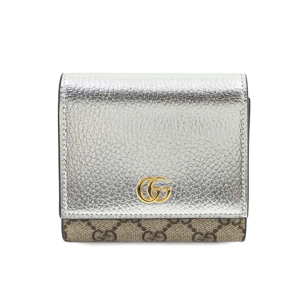 GG Marmont Compact Wallet GG Supreme Canvas Leather Silver 598587