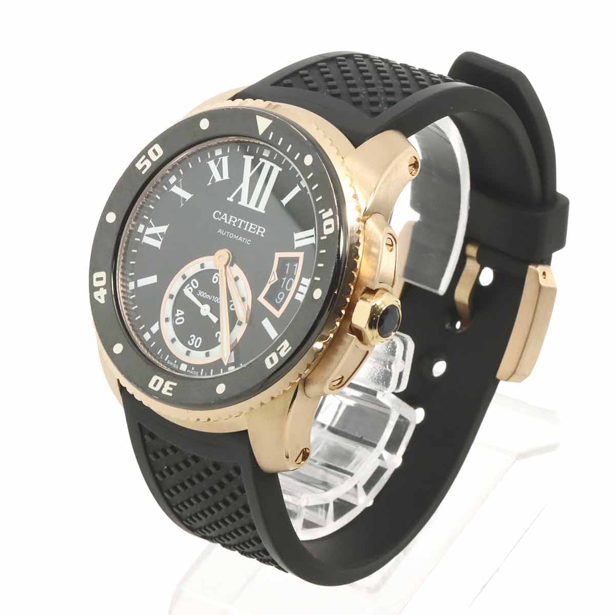 Calibre de Cartier Diver W7100052 Date 750 PG Black Dial Mens