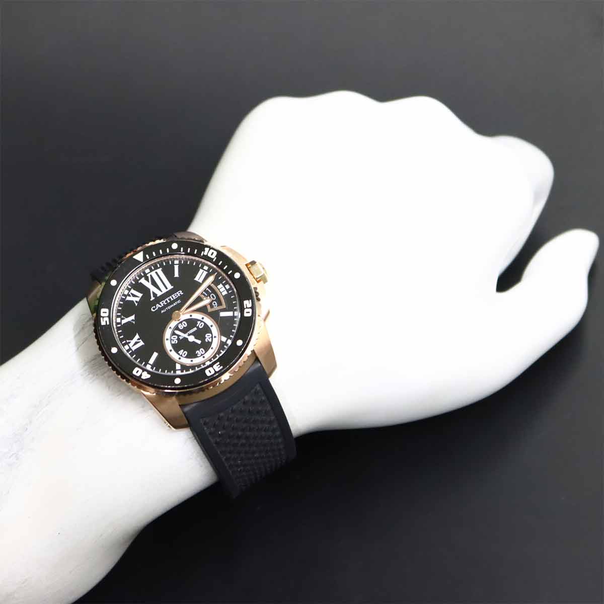 Calibre de Cartier Diver W7100052 Date 750 PG Black Dial Mens