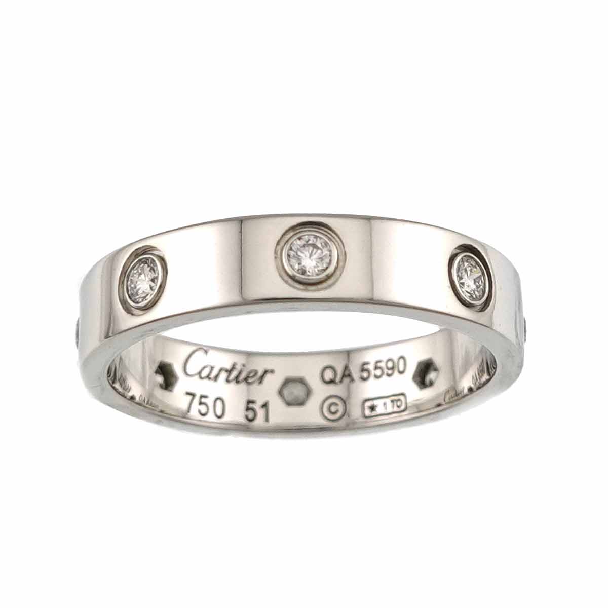 Mini Love Diamond 8P Ring 18K WG 750 size51 5.5-5.75(US)