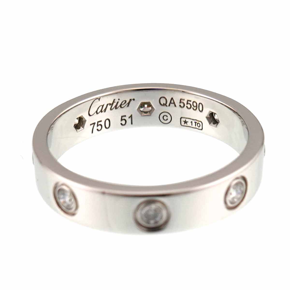 Mini Love Diamond 8P Ring 18K WG 750 size51 5.5-5.75(US)