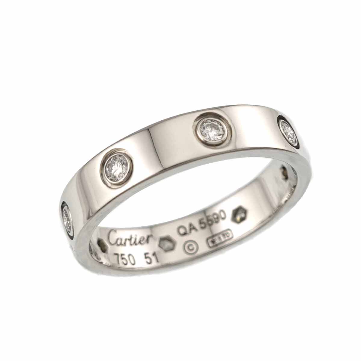 Mini Love Diamond 8P Ring 18K WG 750 size51 5.5-5.75(US)