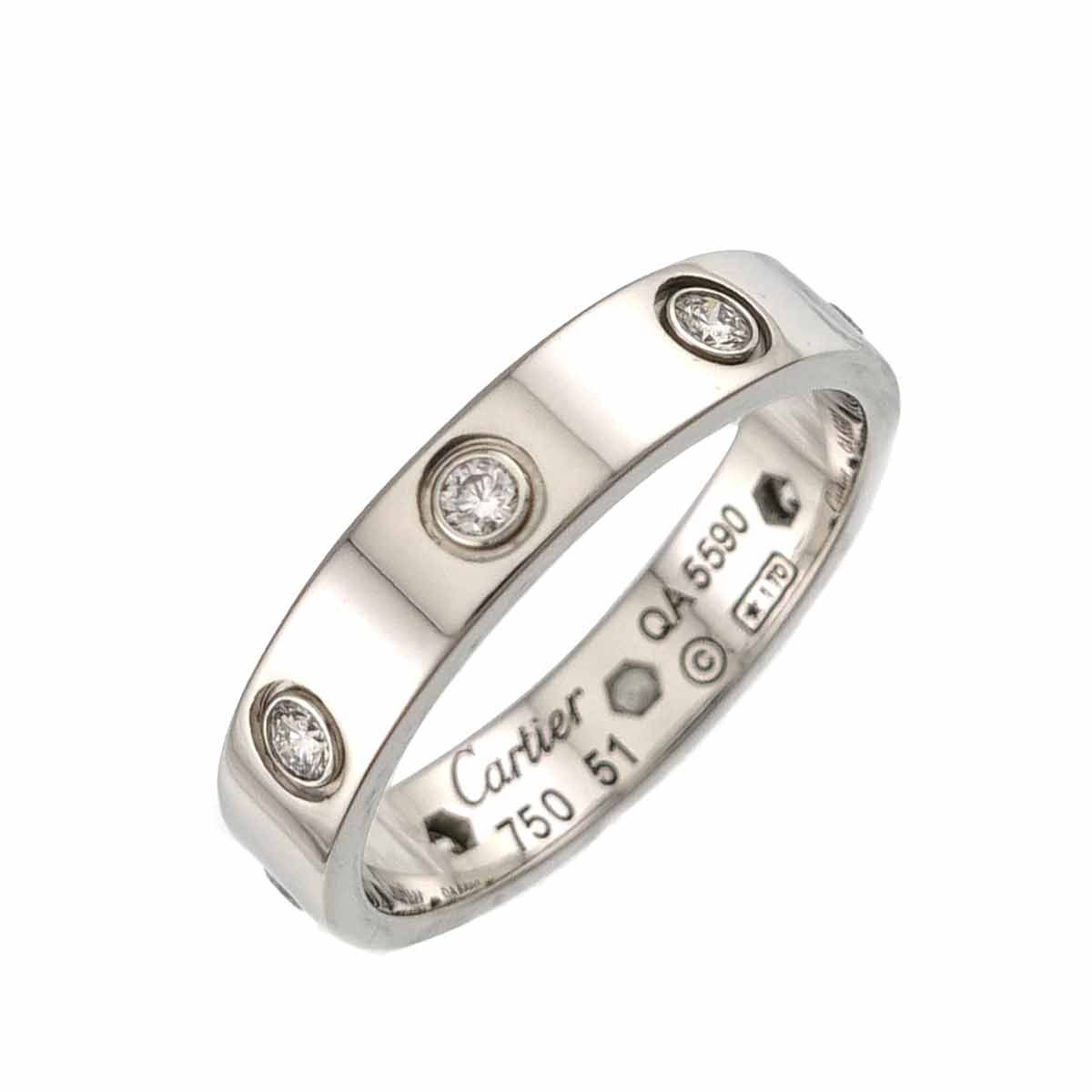 Mini Love Diamond 8P Ring 18K WG 750 size51 5.5-5.75(US)