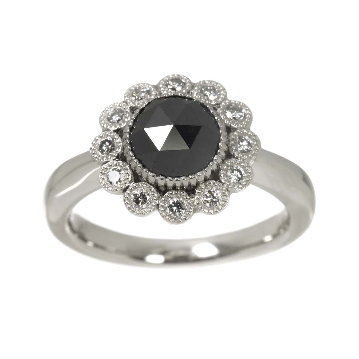 Black Diamond 1.39ct Diamond 0.21ct Ring Pt Platinum size5.5-5.75(US)
