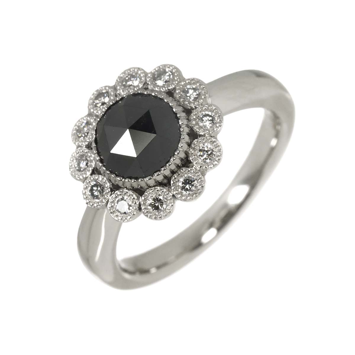 Black Diamond 1.39ct Diamond 0.21ct Ring Pt Platinum size5.5-5.75(US)