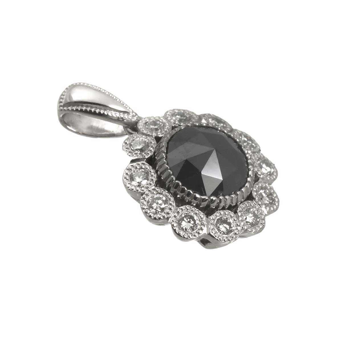 Black Diamond 1.42ct Diamond 0.23ct Pendant Top Pt Platinum