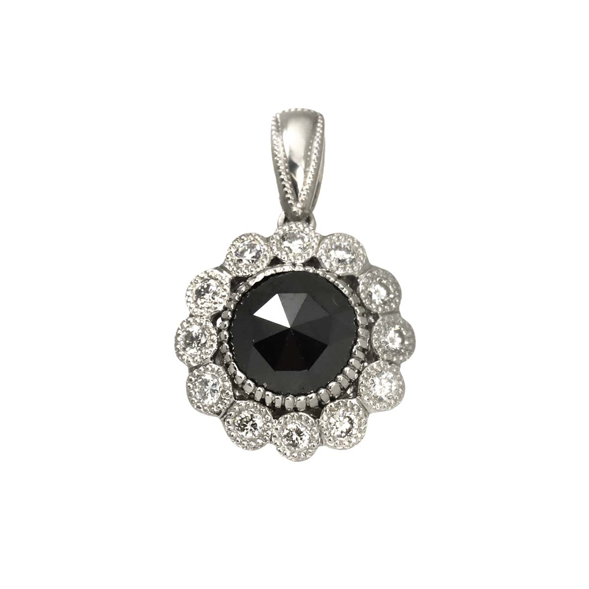Black Diamond 1.42ct Diamond 0.23ct Pendant Top Pt Platinum