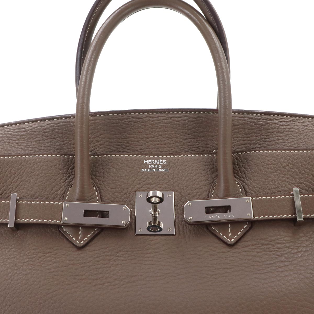 Birkin 35 Taurillon Clemence Etoupe Hand Bag Purse Beige