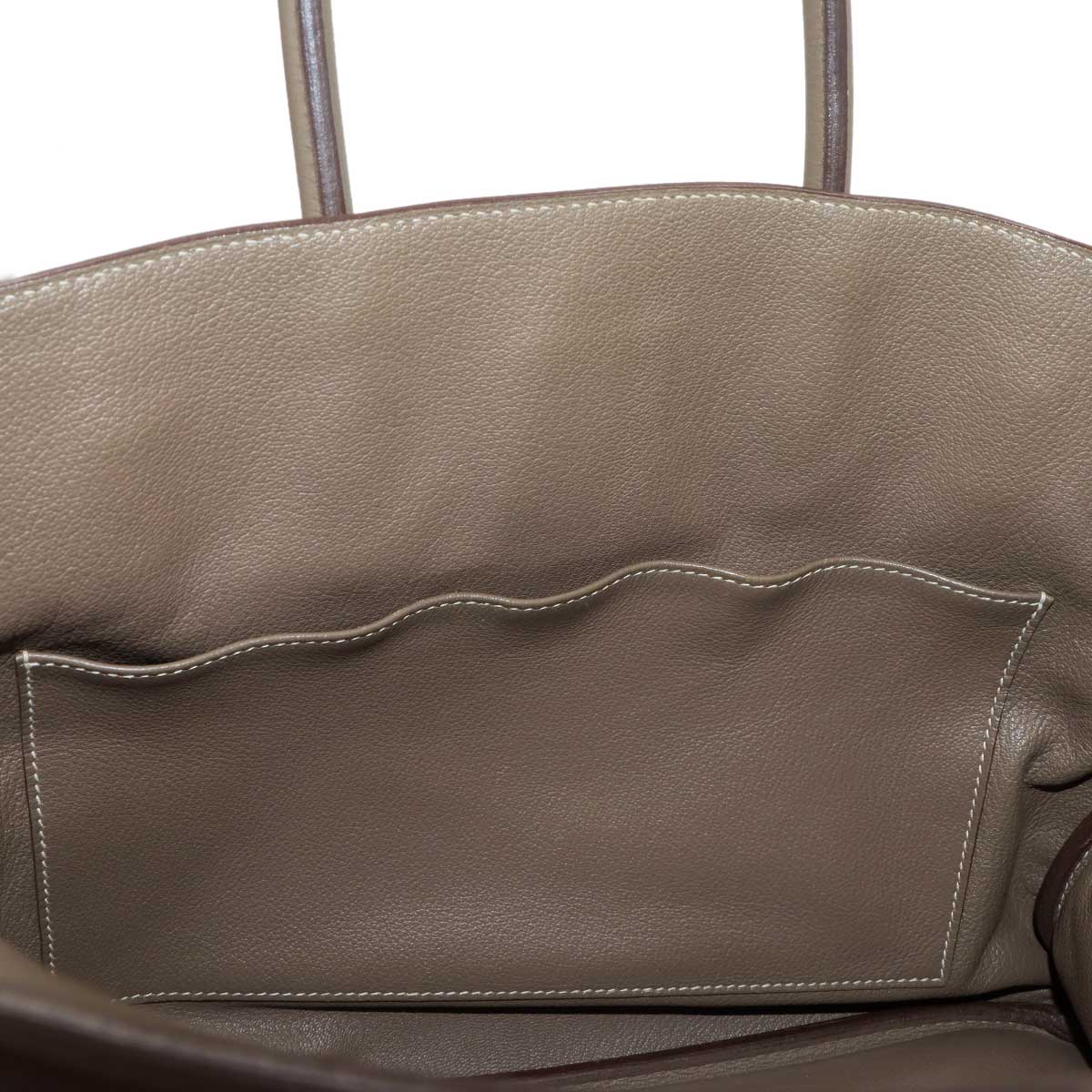 Birkin 35 Taurillon Clemence Etoupe Hand Bag Purse Beige