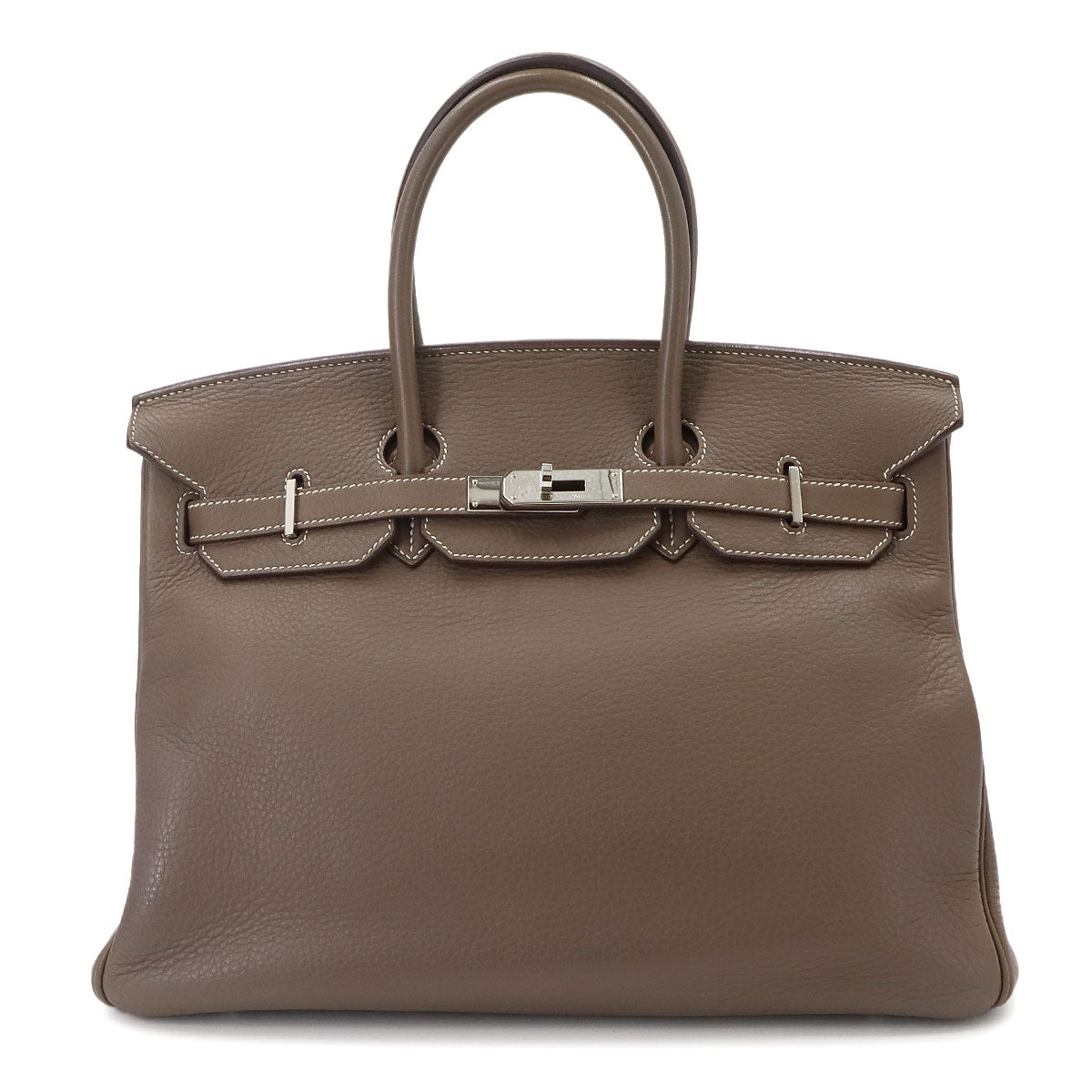 Birkin 35 Taurillon Clemence Etoupe Hand Bag Purse Beige