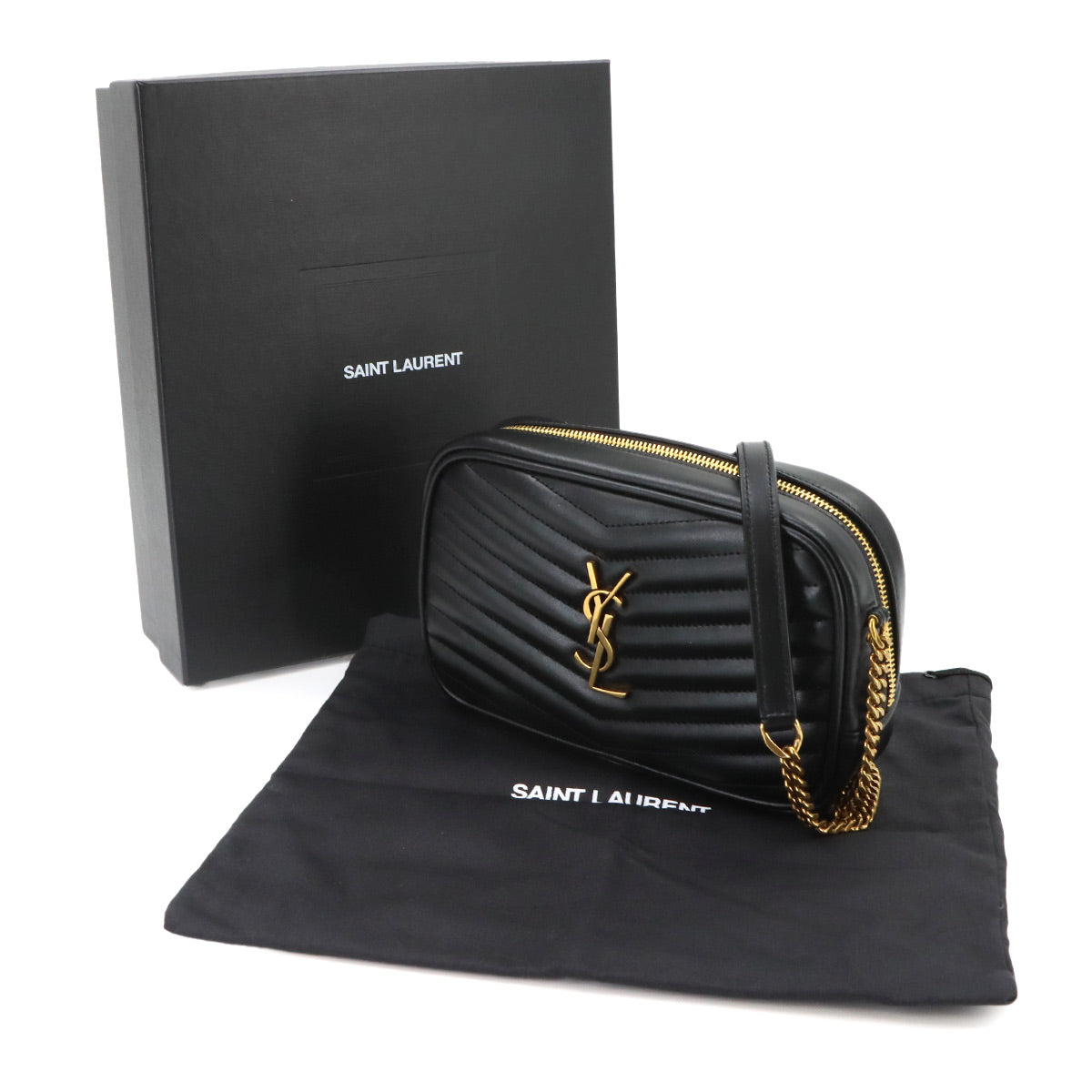 Lou Mini Chain Shoulder Bag Leather Black 748849