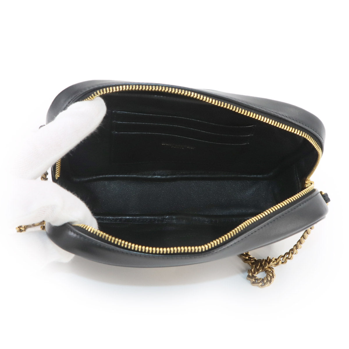 Lou Mini Chain Shoulder Bag Leather Black 748849