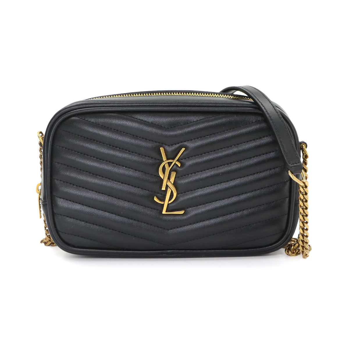 Lou Mini Chain Shoulder Bag Leather Black 748849