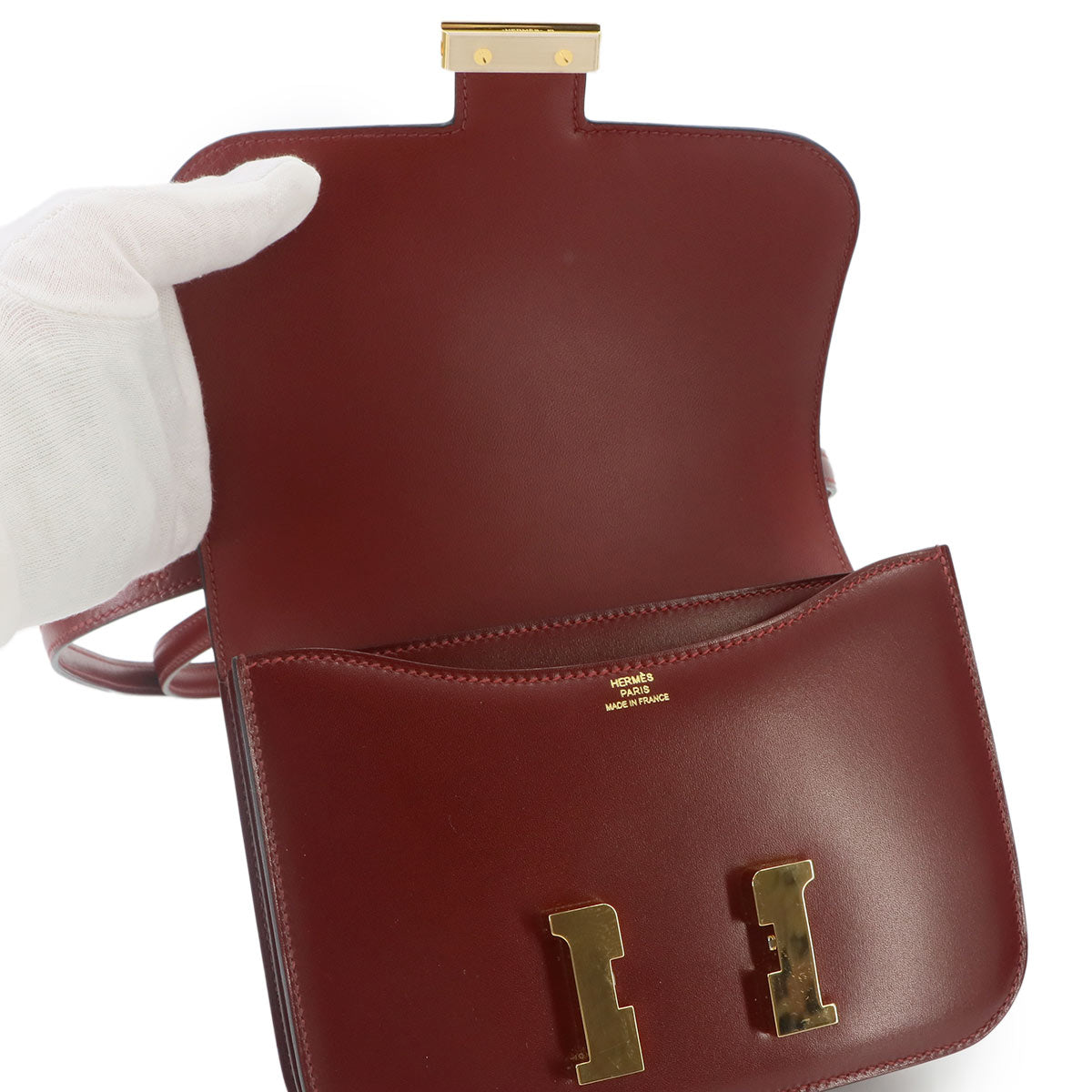 Constance3 Mini 18 Shoulder Bag Box calf Rouge H Purse