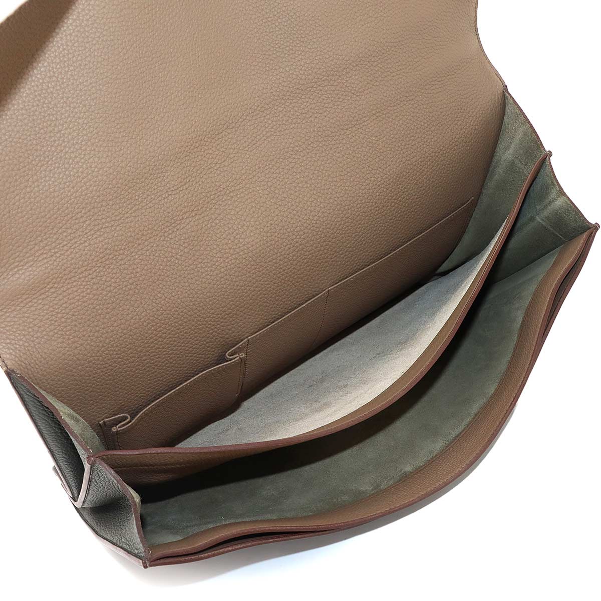 Sack A Depeche 41 Briefcase Business Bag Togo Vert Gris Etoupe