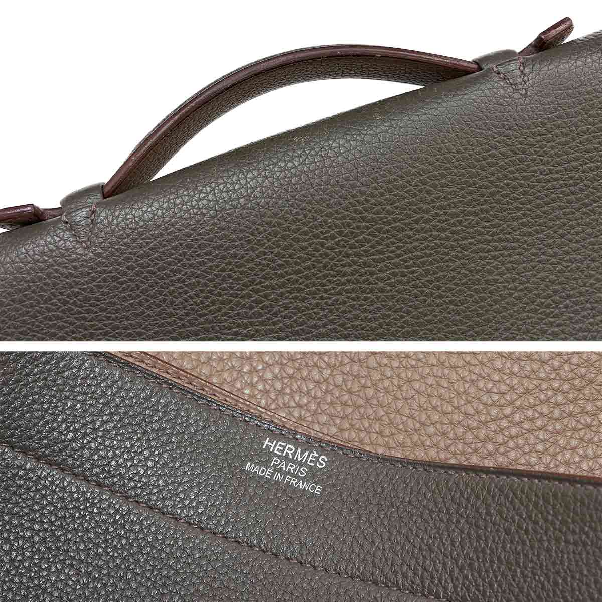 Sack A Depeche 41 Briefcase Business Bag Togo Vert Gris Etoupe