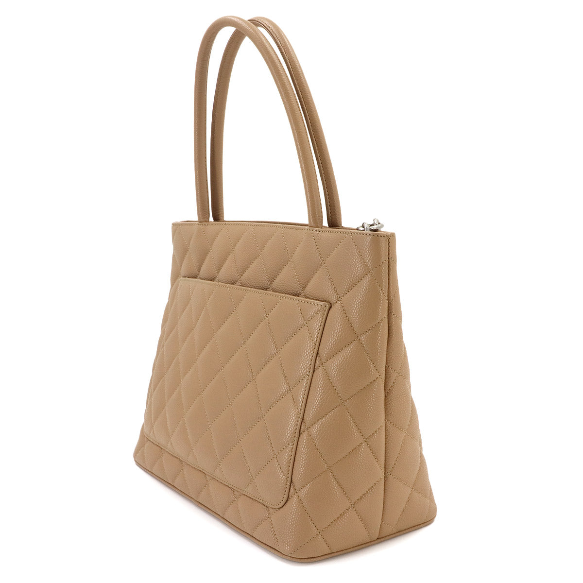 Medallion Tote Bag Leather Beige A01804 Coco Logos