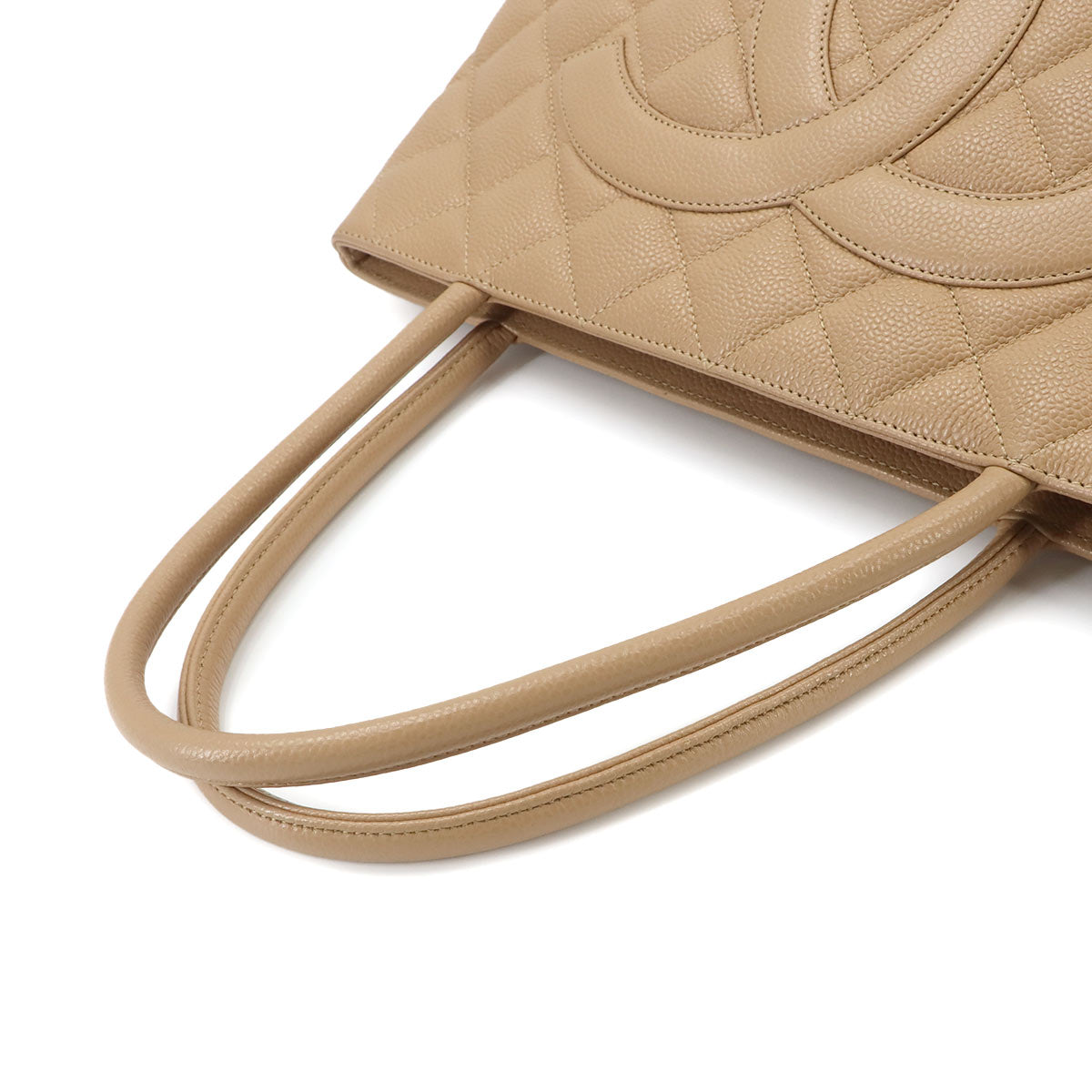 Medallion Tote Bag Leather Beige A01804 Coco Logos