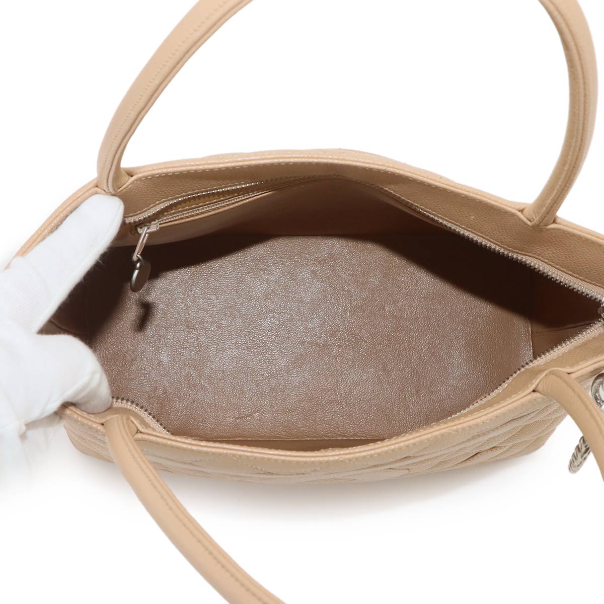 Medallion Tote Bag Leather Beige A01804 Coco Logos