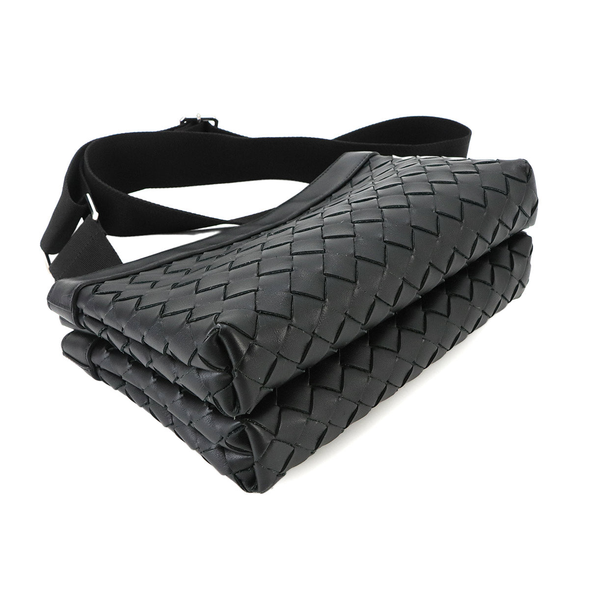 Intrecciato Duo Shoulder Bag Leather Black 651938