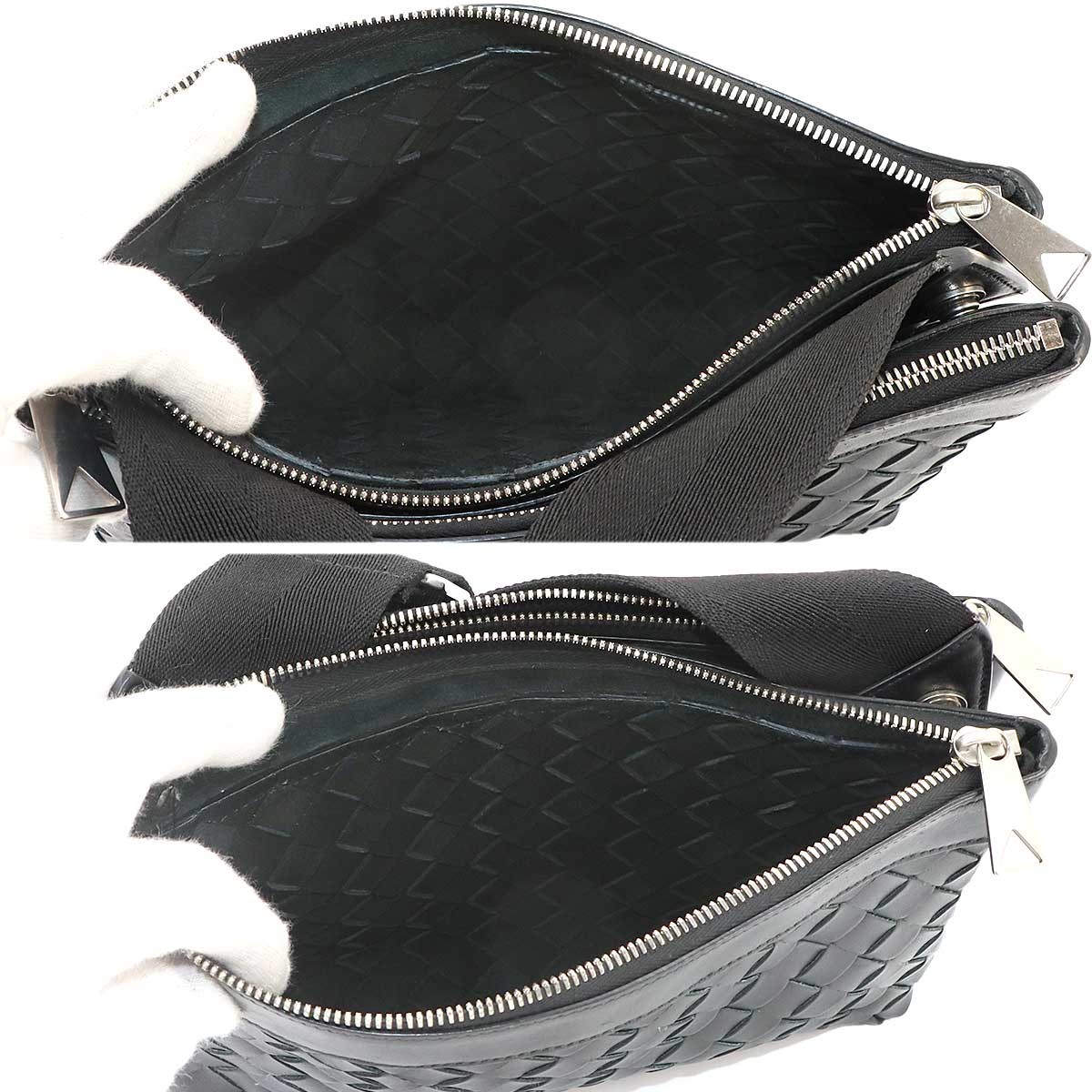 Intrecciato Duo Shoulder Bag Leather Black 651938